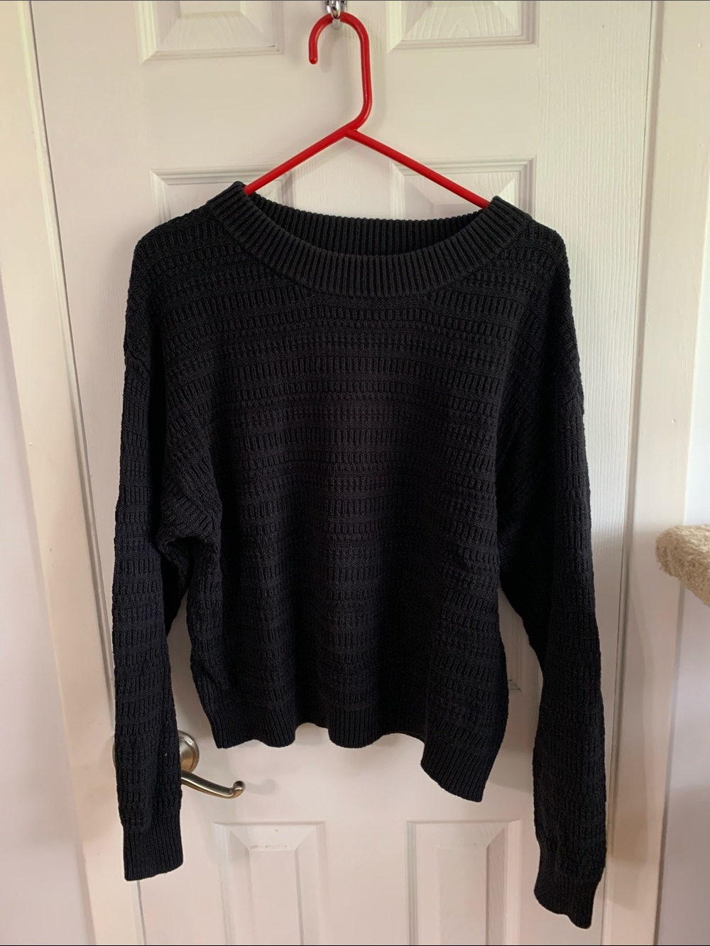 Universal Threads Women's Black Textured Crewneck Sweater